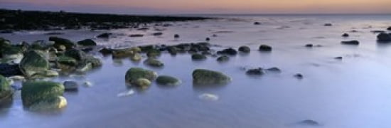 Stones In Frozen Water Flamborough Yorkshire England United Kingdom Canvas Art - Panoramic Images (36 x 12)