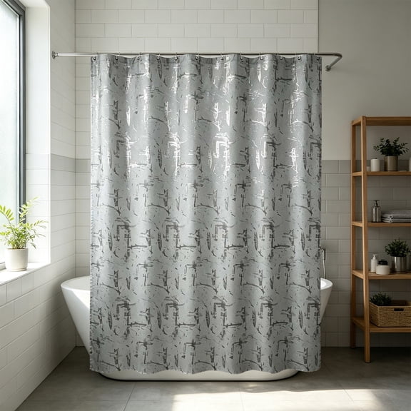 Stones Patterned Shower Curtain, Polyester Bathroom Curtain with Hooks, Thickened Waterproof Bathroom Partition Shower Curtain, for Home Decor Curtain