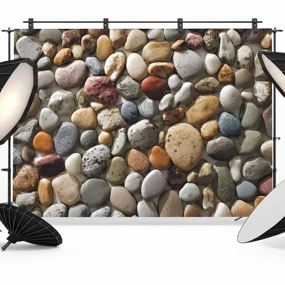 Stones Photography Backdrop 7x5FT, Abstract Colored River Cobblestones Stones Photo Photo Backdrops, Background for Photography Studio Photo Studio Background, Back Drop for Photoshoot