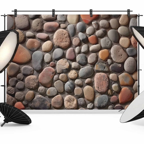 Stones Photography Backdrop 7x5FT, Abstract Multi Colored Cobblestones Stones Photo Photo Backdrops, Background for Photography Studio Photo Studio Background, Back Drop for Photoshoot