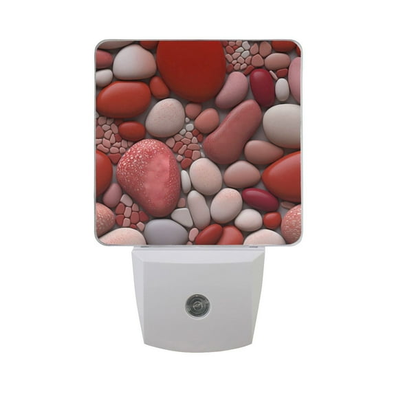 Stones Red Night Light LED Dusk to Dawn Auto Sensor Night Lamp Plug-in Nightlight for Bedroom Hallway Kitchen 2 PCs