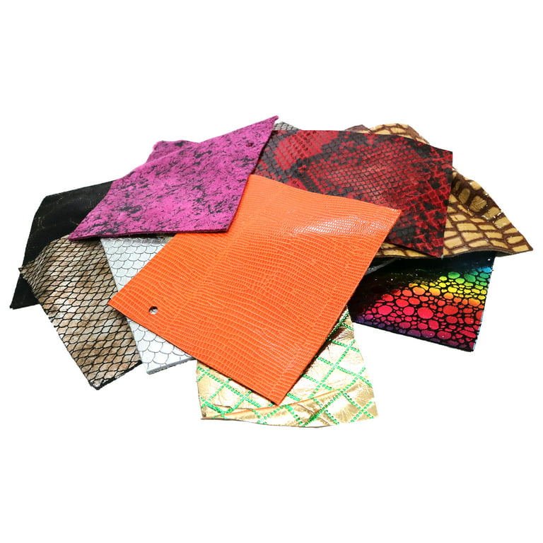 Stonestreet Leather Bright and Colorful One Pound of Embossed and Printed Scraps Leather Remnants