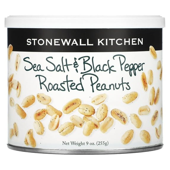 Stonewall Kitchen Sea Salt & Black Pepper Roasted Peanuts, 9 Ounce Can