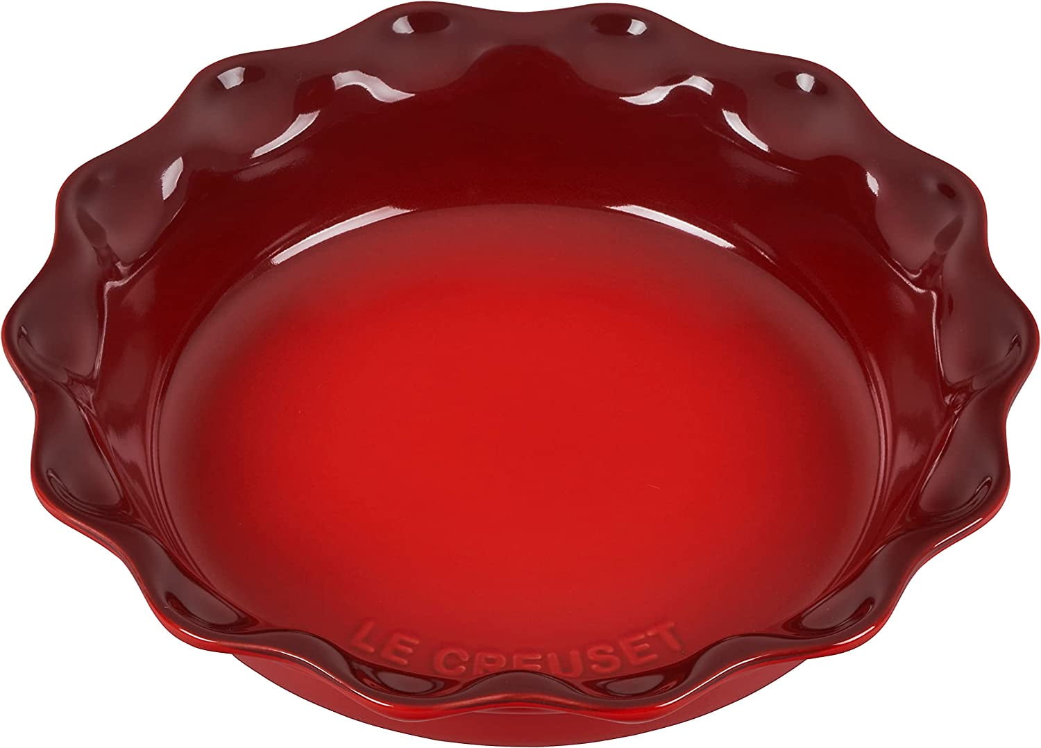 Cerise Red Stoneware 9" Fluted Edge Pie Dish