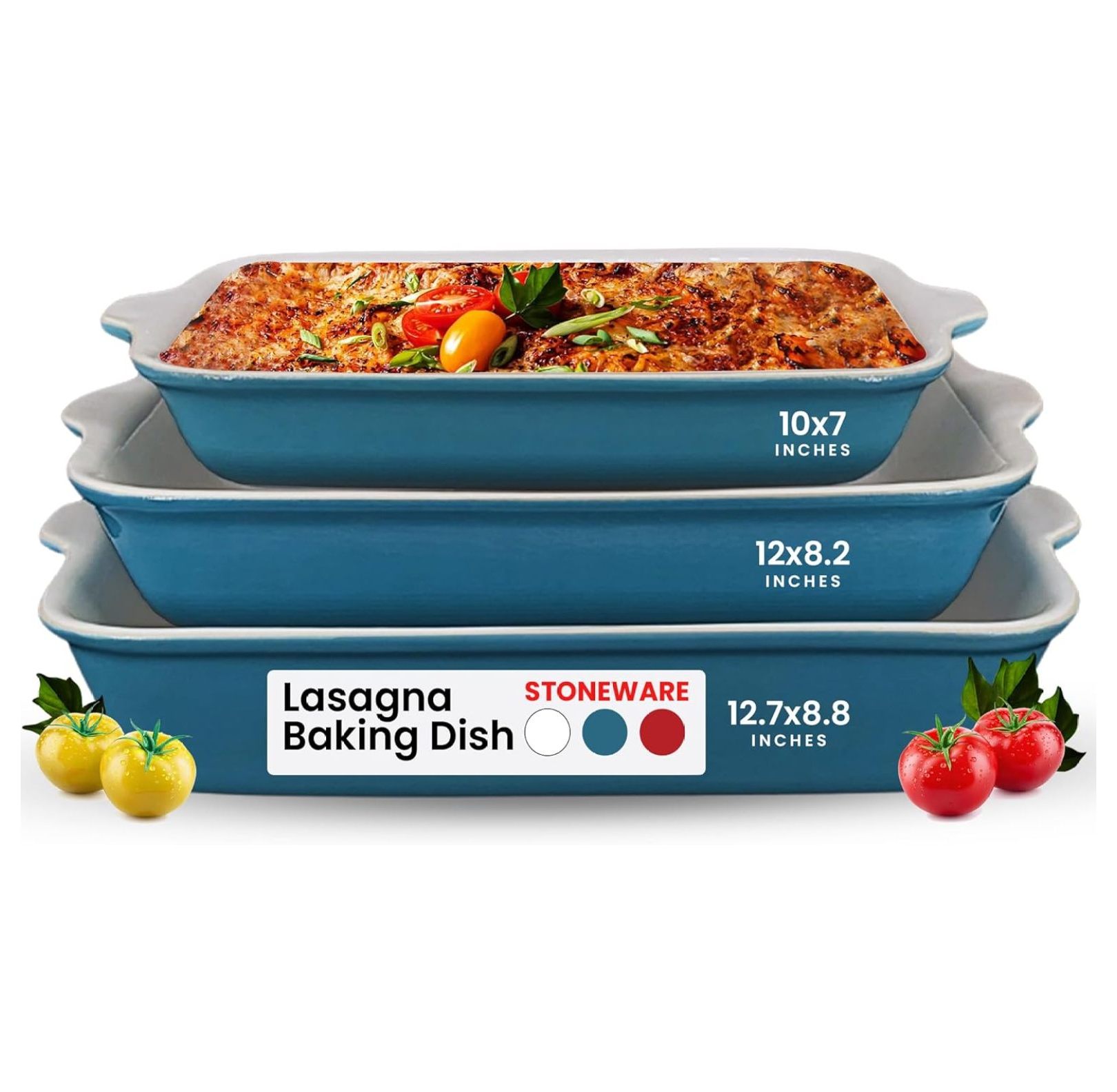 Stoneware Baking Dish Lasagna Pans (Set of 3) Baking Casserole Dishes