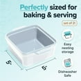 thumbnail image 1 of Stoneware Baking Dishes with Silicone Covers, 5x5 White Set of 2 for Oven & Microwave Reheating, 1 of 3