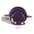 thumbnail image 1 of Stoneware Coupe Shape 18pc Dinnerware Set, Outside White + Inside Purple, 1 of 7
