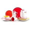 thumbnail image 1 of Stoneware Coupe Shape Dinnerware Set, Outside White + Inside (16pc Set, Very Rose), 1 of 8