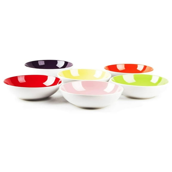 Stoneware Coupe Shape Soup/Pasta Bowl - 8 inch - Set of 6, Very Rose Assorted Colors