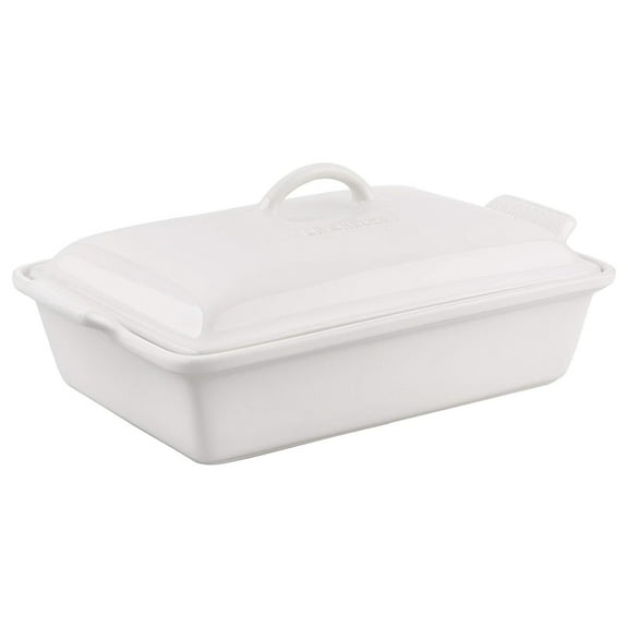 Stoneware Covered Rectangular Casserole, 4 qt. (12" x 9"), White