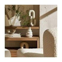 Stoneware Decorative Vase - Textured Modern Design - Ceramic Home Accent for Living Room, Bedroom, Office - Minimalist Table Vase - 8" White