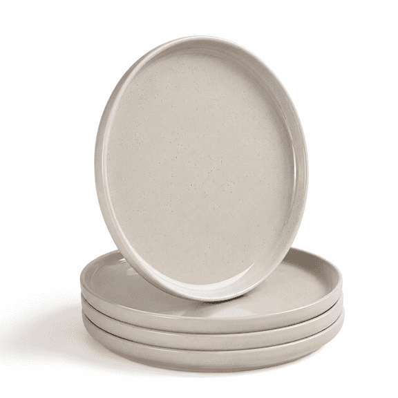 Stoneware Dinner Plates Set Of 4 10.5 Inch Porcelain Kitchen High Edge Flat Dishes For Steak Salad Dessertwave & Dishwasher Oven