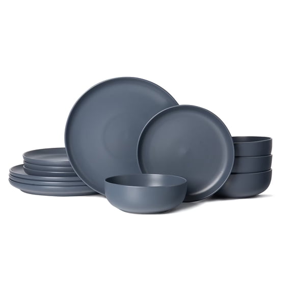 Stoneware Dinnerware Set 12 Piece for 4,Dinner Plates and Bowls Set,Stackable Matte Glaze,Microwave and Dishwasher Safe Tableware for Home Kitchen