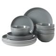 Stoneware Dinnerware Set, Matte Finish, Service for 4, Modern Ceramic ...