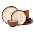 thumbnail image 1 of Stoneware Dinnerware Set Service for 4, 12 pcs Reactive Glaze Plates and Bowls Sets, Handmade Round Dishes Set, Highly Chip and Crack Resistant Modern Plate Set, Brown Yellow, 1 of 7