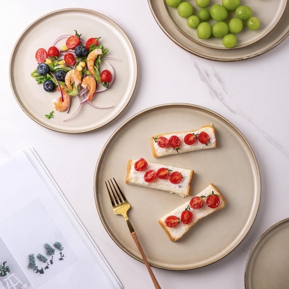 Stoneware Dinnerware Sets, 12 Piece Set, Cappuccino Color