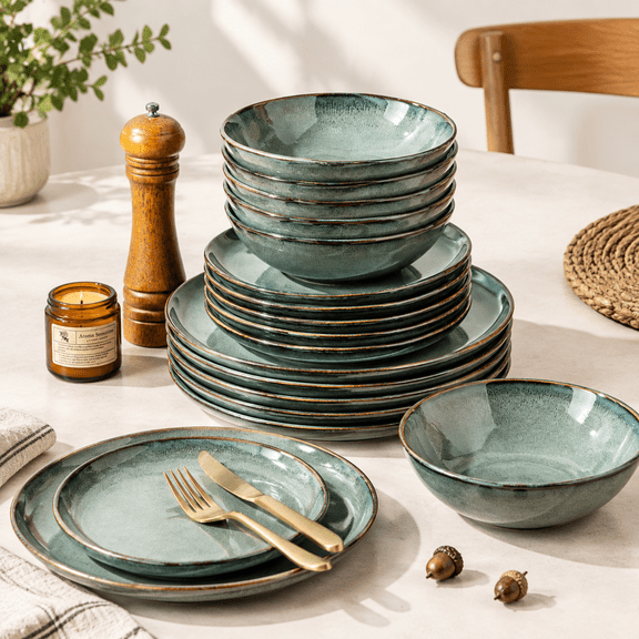 Stoneware Dinnerware Sets For 4 12 Piece Rustic Plates And Set