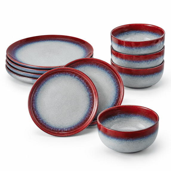 Ruby Ware Warehouse Stoneware Dinnerware Sets For 4 Reactive Glaze Kiln-fired Red - Walmart.com