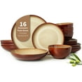 thumbnail image 1 of Stoneware Dinnerware Sets Service for 4, 12 pcs Reactive Glaze Plates and Bowls Sets, Handmade Ceramic Dish Set, Highly Chip and Crack Resistant Modern Plate Set, Brown Green, 1 of 7