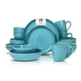 thumbnail image 1 of Stoneware Euro-Nordic 20pc Dinnerware Set, Shiny Turquoise Glaze with Speckle Effect, 1 of 8