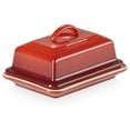 Stoneware European Butter Dish, Cerise