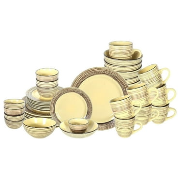 Stoneware Handcrafted Tree Effected Glaze Dinnerware Set (Bamboo, Service for 8-48pc Set)