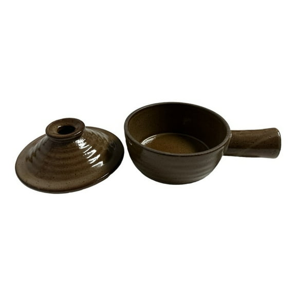 EarLift Stoneware Micro Cooker with Non-Stick Ceramic Surface, Microwave Safe, Brown