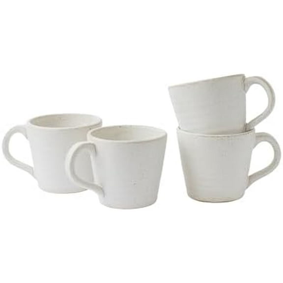 Stoneware Mug Set of 4-14oz Ceramic Coffee Mugs & Tea Cups with Handle - Perfect for Hot & Iced Drinks - Microwave & Dishwasher Safe - Rustic Minimalist Style - Oatmeal Cream - Ideal Gift