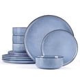 thumbnail image 1 of Onader 12 Piece Stoneware Dinnerware Sets, Plates and Bowls Dish Set for 4, Speckled Kitchen Dining Plates and Bowls, Dishwasher & Microwave Safe - Grey Blue, 1 of 9