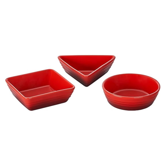 Stoneware Set of 3 Tapas Dishes, Cerise