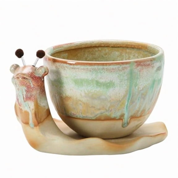 Stoneware Snail Planter Reactive Glaze Each One Will Vary Set of 2 Pieces