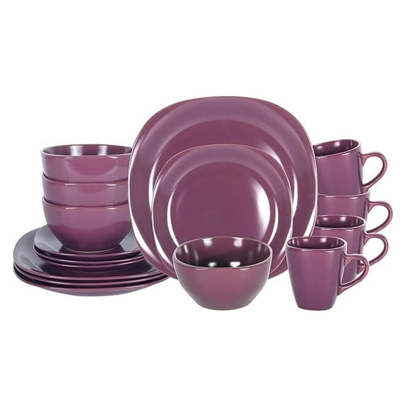 Stoneware Square 16pc Dinnerware Set, Matte - Service for 4, Dishwasher Safe