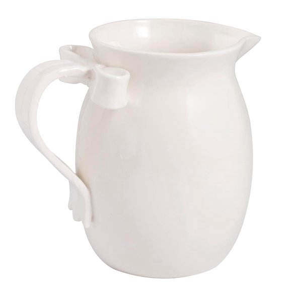 Stoneware White Bow Pitcher