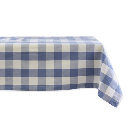 Contemporary Home Living 60" x 120" White and Stonewash Blue Buffalo Check Table Cloth