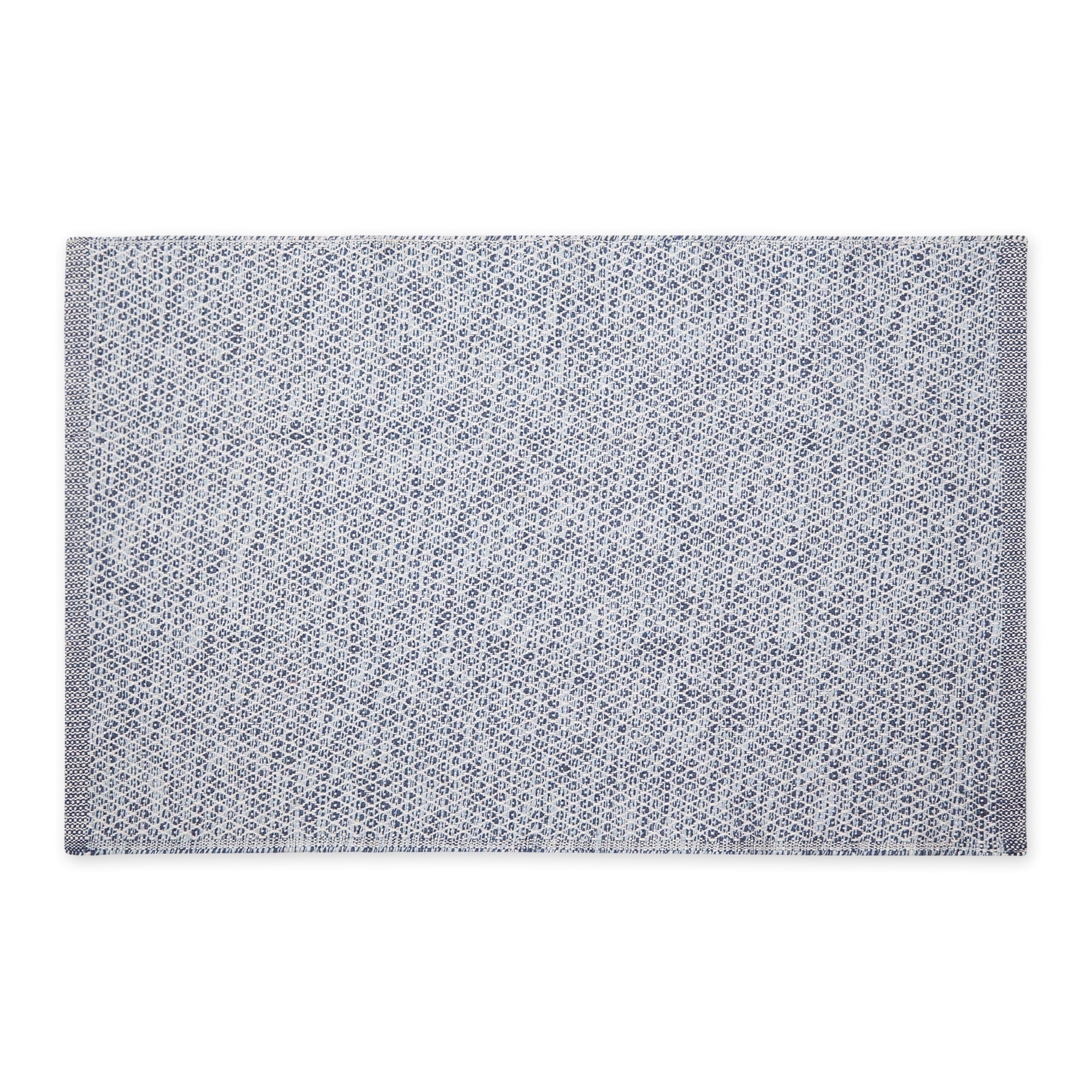 Stonewash Blue Diamond Handwoven Cotton Rug 24x36 in
