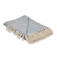 thumbnail image 1 of Stonewash Blue Handloom Chevron Cotton Throw 50x60 with a 2.5-inch fringe, 1 of 3