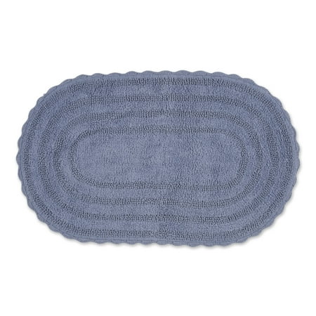 Stonewash Blue Large Oval Crochet Bath Mat