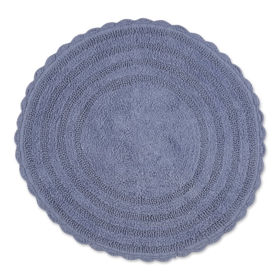 DII Stonewash Blue Round Crochet Bath Mat
