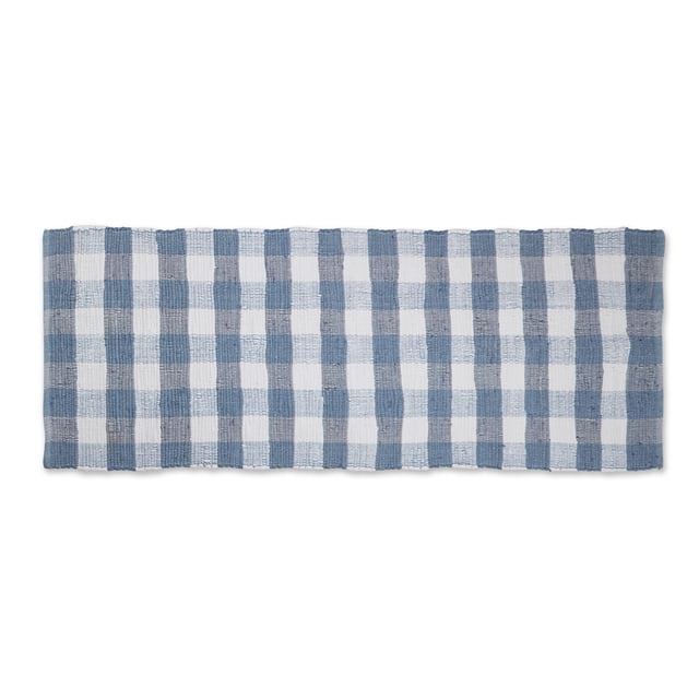 Large Check Blue Rug 72