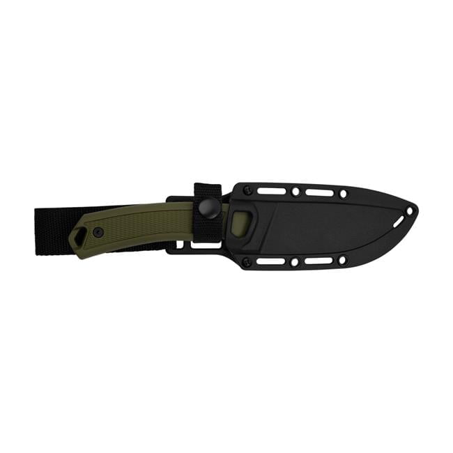 Stonewash Rubber Handle Deschutes Skinner Hunting Knife, Green