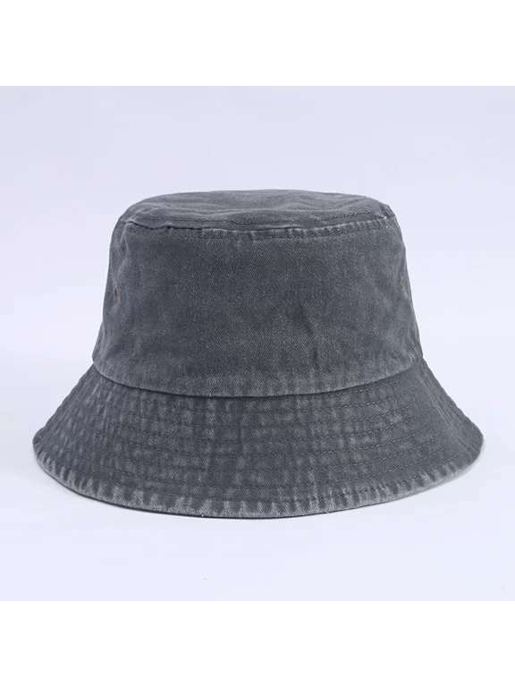 Stonewashed Cotton Bucket hat UV Sun Protection Breathable Beach Holiday Travel-Grey
