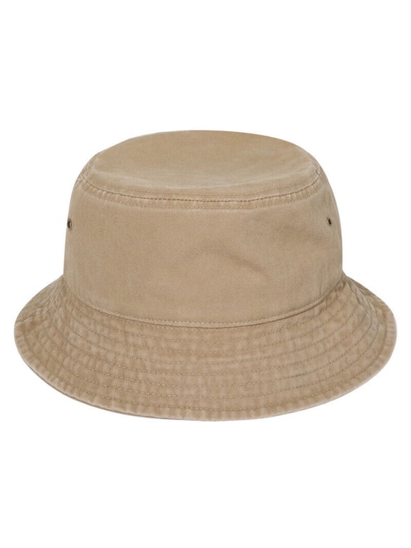 Stonewashed Cotton Bucket hat UV Sun Protection Breathable Beach Holiday Travel-Khaki