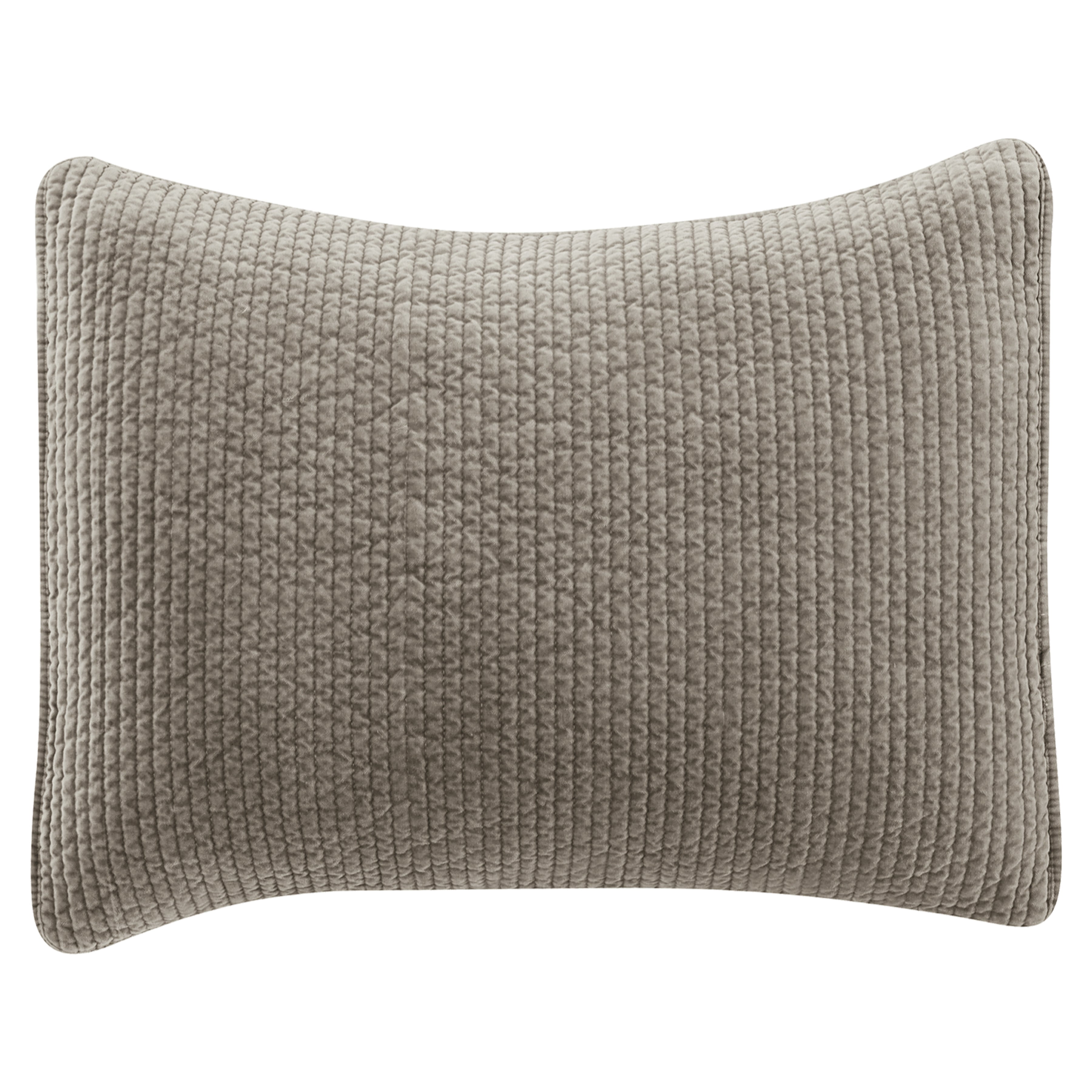 HiEnd Accents Stonewashed Velvet Quilted Pillow Sham, 21x34 inch, Taupe