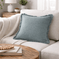 thumbnail image 1 of Stonewashed Linen Throw Pillow with Handworked Edges & Fringe -22X22", 1 of 4