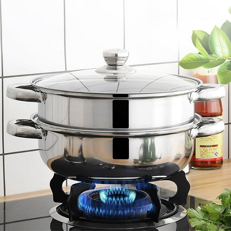 Stoneway 2-5Tiers Premium Heavy Duty Stainless Steel Steamer Pot Set  28cm/30cm Diameter Includes Multi-layer Cooking Pot , Steamer Insert and  Vented Glass Lid Stack 