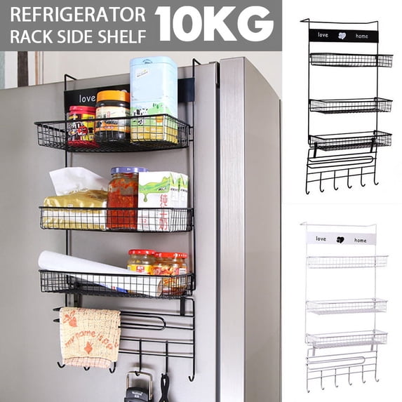Stoneway-3 Tier Kitchen Refrigerator Side Spice Rack Storage Organizer Hanging Shelf