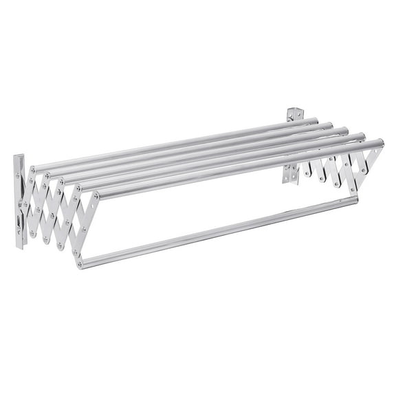Stoneway 40/60cm Stainless Steel Wall Mounted Expandable Clothes Drying Rack Towel Rack, Accordion Clothes Drying Rack Pull-out Laundry Hanger Room Home Gift Sliver/Black