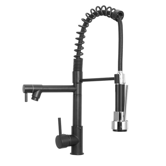 Stoneway Commercial Spring Pull Down Kitchen Sink Faucet with Sprayer and Pot Filler Oil Rubbed Bronze, Single Handle Spring Pre-Rinse High Arc Tall Modern