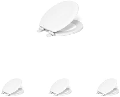 Stonewood Quiet-Close, Round Toilet Seat Soft Close, Durable Wood, Easy Installation, Universal Fit, Home Essentials, White Finish, K-20467-0 (Pack of 4)