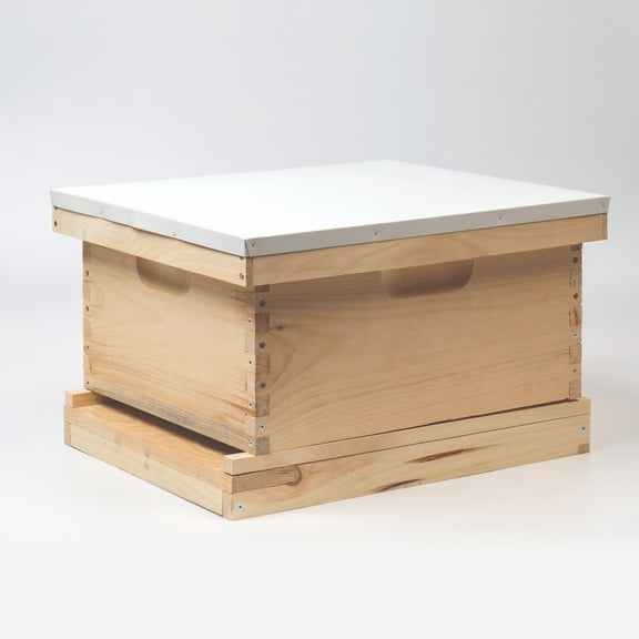 Stoney Acres Beekeeping Hive Kit, Includes 1 Deep Box with 10 Frames, Telescoping Metal and Inner Cover, Screen Bottom, Assembled Wood, Amish Made